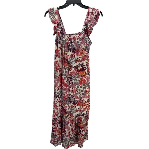 Knox Rose Floral Maxi Dress Small Pink Flutter Sleeves Boho Ruffle Cottagecore - Picture 1 of 8